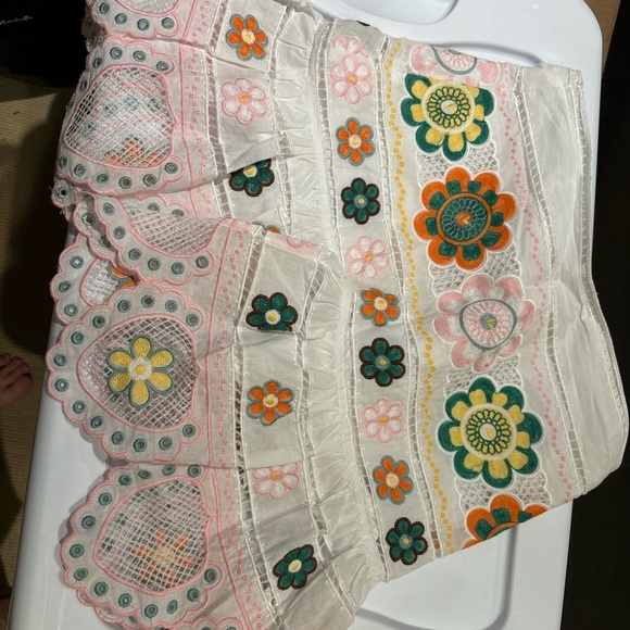 Zara Floral Embroidered Skirt - Pink and Green - Picture 2 of 3